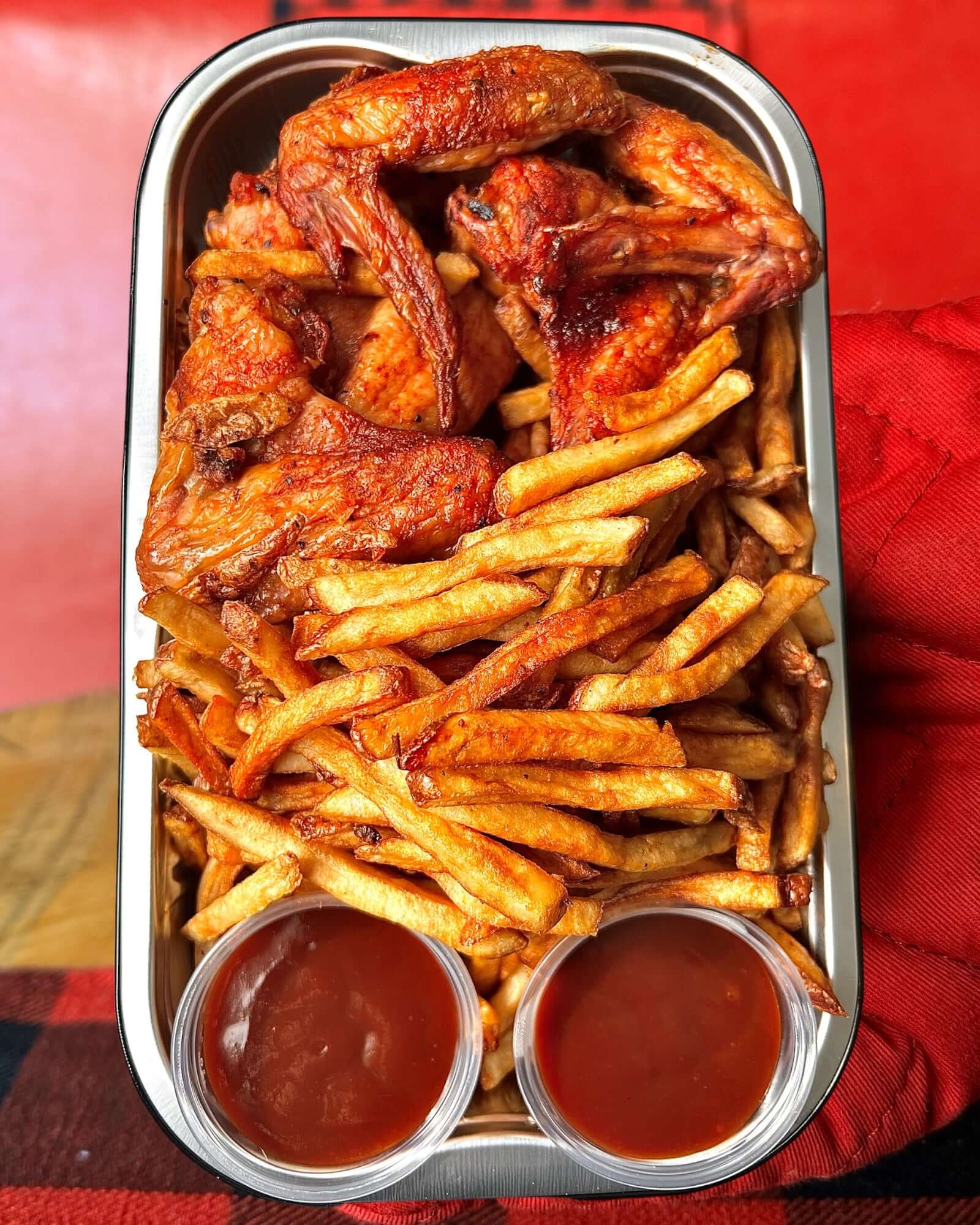Wings and fries meal