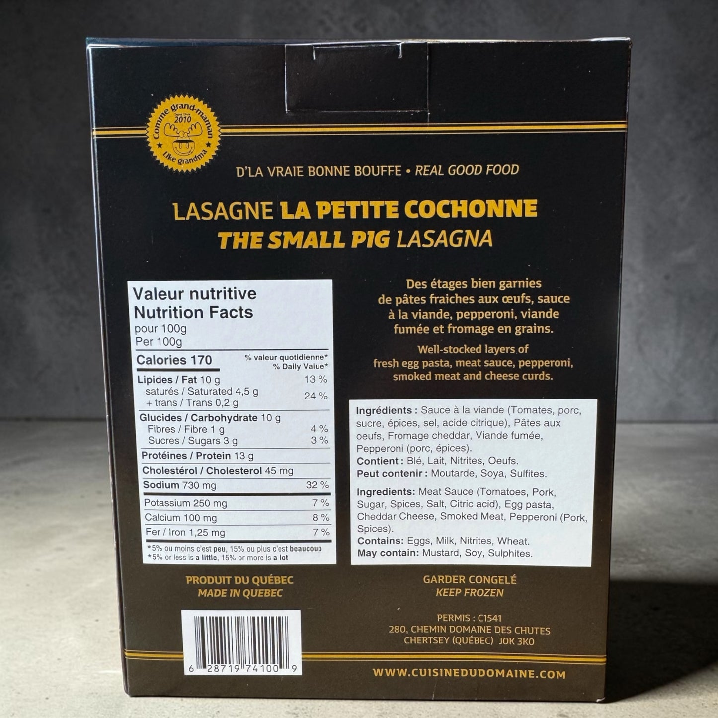 Lasagne "La cochonne" 400g / 1 personne
