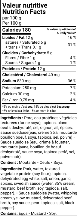 Boulettes Suédoises 1 kilo